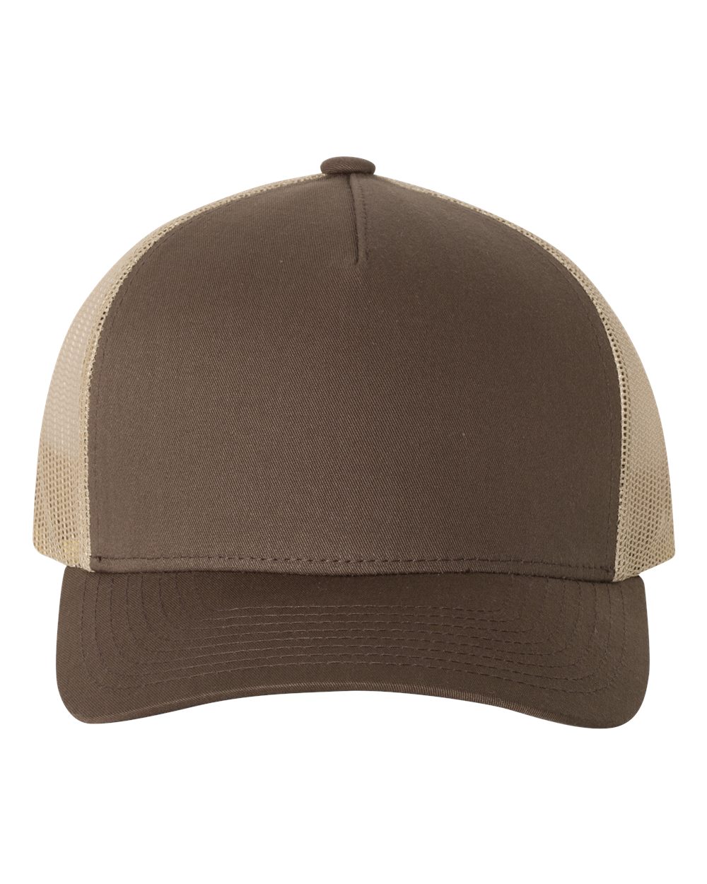 YP Classics 6506 Five-Panel Retro Trucker Cap in Brown/Khaki