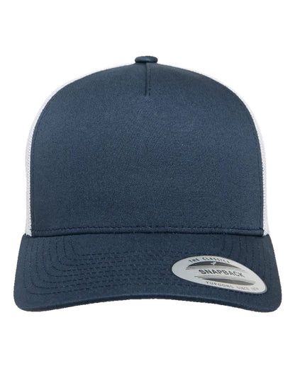 YP Classics 6506 Five-Panel Retro Trucker Cap in Navy/White