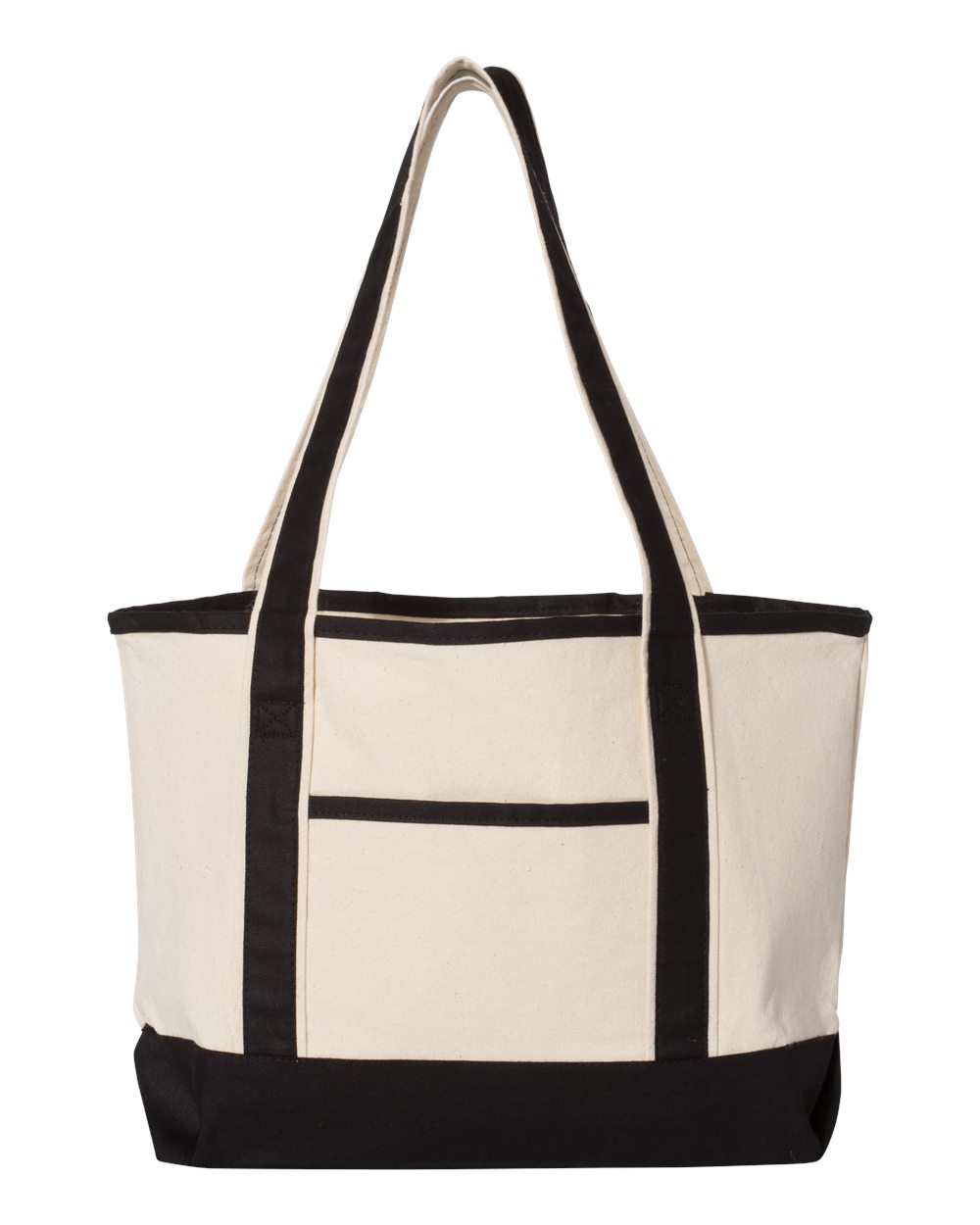 Q-Tees 20L Small Deluxe Tote blank in Natural/ Black, style Q125800