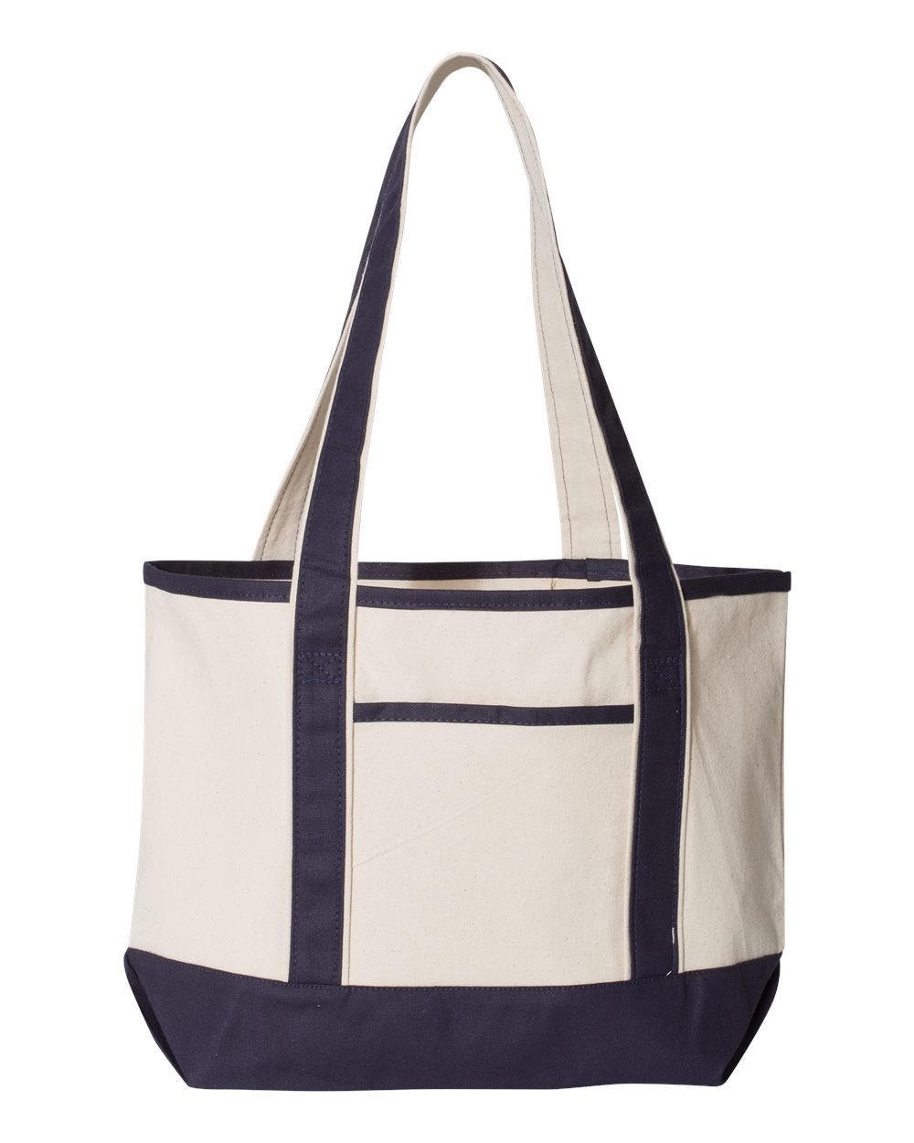 Q-Tees 20L Small Deluxe Tote blank in Natural/ Navy, style Q125800