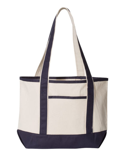 Q-Tees 20L Small Deluxe Tote blank in Natural/ Navy, style Q125800