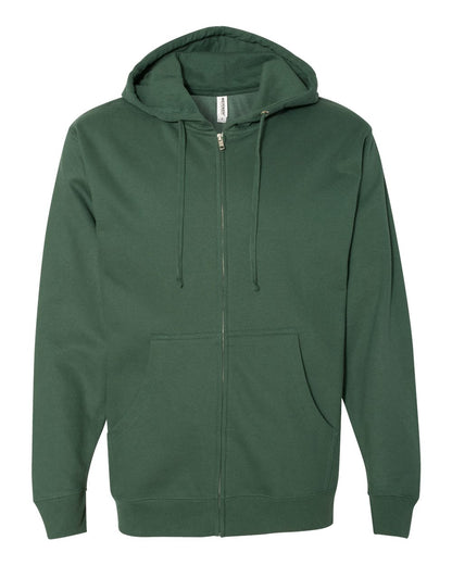 Independent Trading Co. SS4500Z Midweight Full-Zip Hooded Sweatshirt in Alpine Green