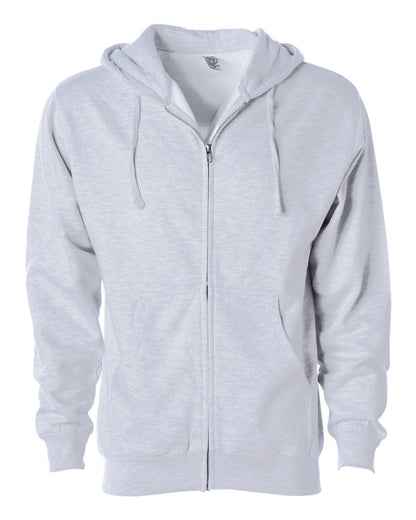 Independent Trading Co. SS4500Z Midweight Full-Zip Hooded Sweatshirt in Ash Heather