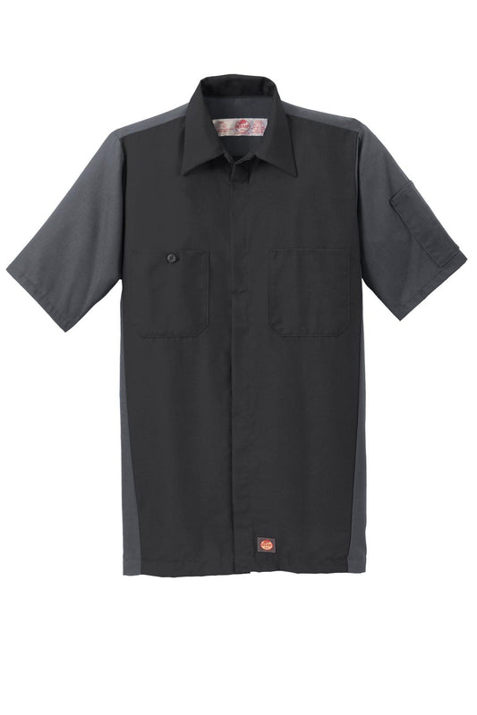 Red Kap Short Sleeve Ripstop Crew Shirt SY20 in Black/ Charcoal