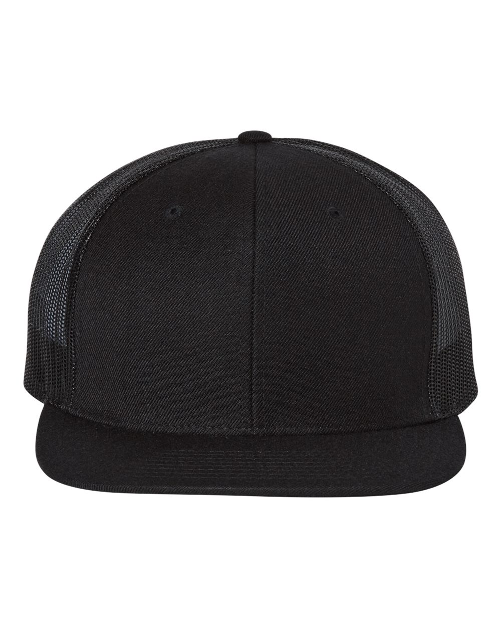 Richardson 511 Wool Blend Flat Bill Trucker Cap in Black/Black