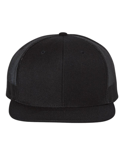 Richardson 511 Wool Blend Flat Bill Trucker Cap in Black/Black