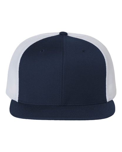 Richardson 511 Wool Blend Flat Bill Trucker Cap in Navy/White