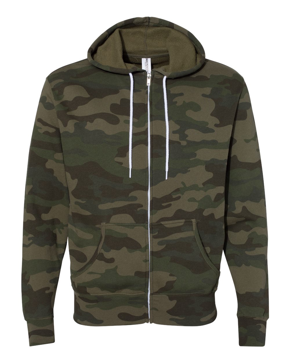 Independent Trading Co. AFX90UNZ Lightweight Full-Zip Hoodie in Forest Camo