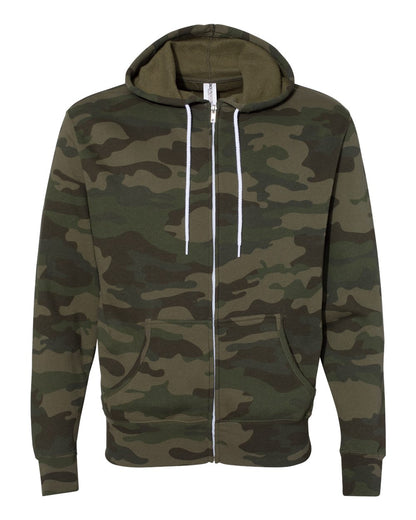 Independent Trading Co. AFX90UNZ Lightweight Full-Zip Hoodie in Forest Camo
