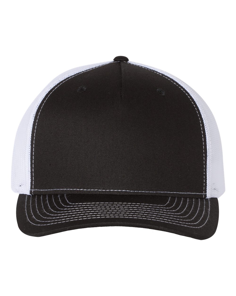 Richardson 112FP Five-Panel Trucker Cap in Black/White