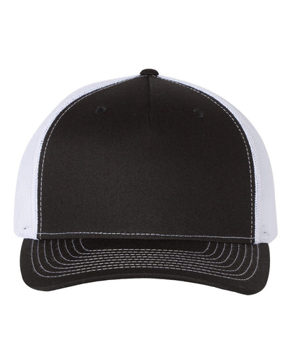 Richardson 112FP Five-Panel Trucker Cap in Black/White