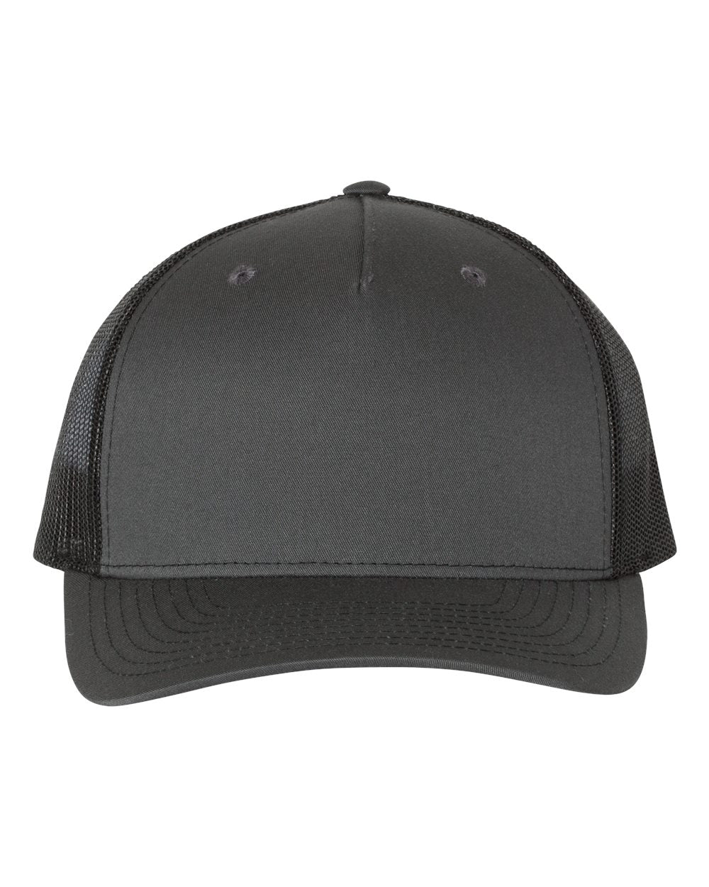 Richardson 112FP Five-Panel Trucker Cap in Charcoal/Black