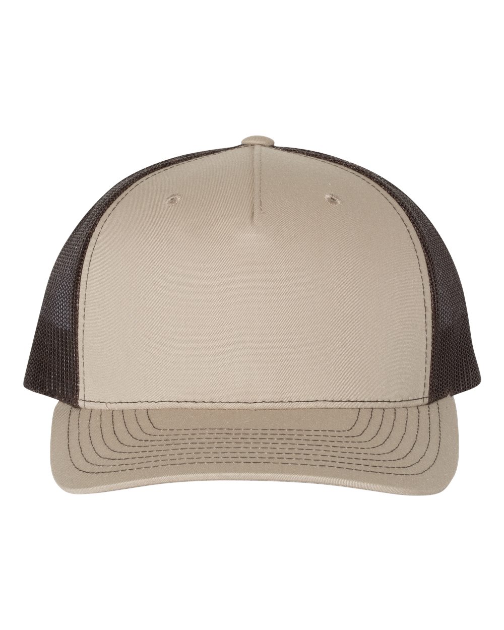 Richardson 112FP Five-Panel Trucker Cap in Khaki/Coffee