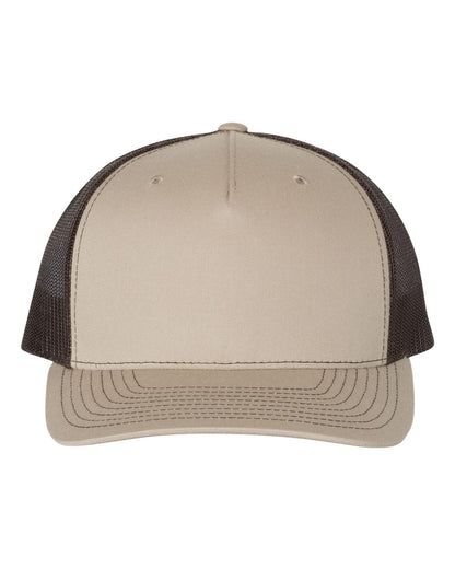 Richardson 112FP Five-Panel Trucker Cap in Khaki/Coffee