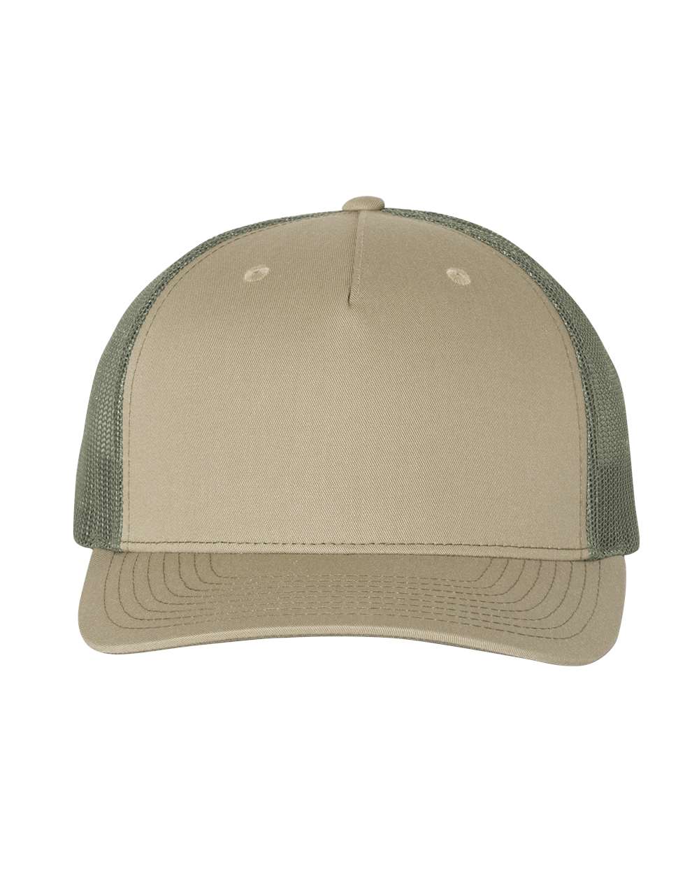 Richardson 112FP Five-Panel Trucker Cap in Pale Khaki/Loden Green