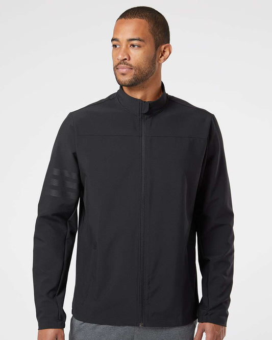 adidas Men's Wind Resistant Full-Zip Jacket in Black/ Black, style A267