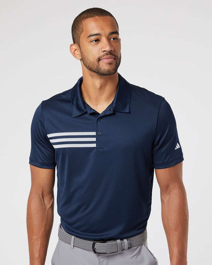 adidas Men's 3-Stripes Chest Polo in Collegiate Navy/ White, style A324