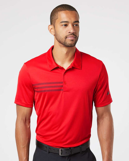 adidas Men's 3-Stripes Chest Polo in Collegiate Red/ Black, style A324