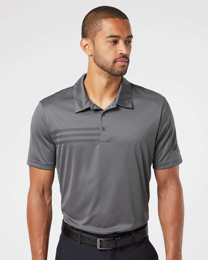 adidas Men's 3-Stripes Chest Polo in Grey Five/ Black, style A324