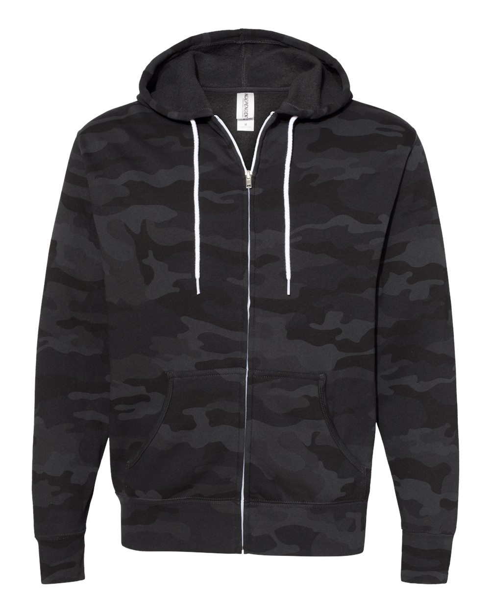 Independent Trading Co. AFX90UNZ Lightweight Full-Zip Hoodie in Black Camo