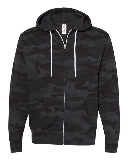 Independent Trading Co. AFX90UNZ Lightweight Full-Zip Hoodie in Black Camo