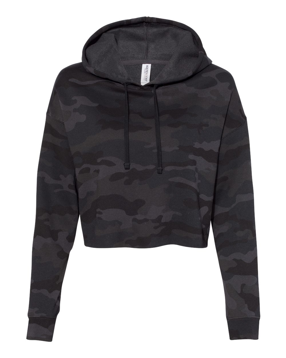 Independent Trading Co. AFX64CRP Women's Lightweight Crop Hoodie in Black Camo
