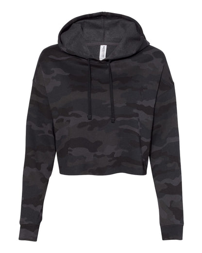 Independent Trading Co. AFX64CRP Women's Lightweight Crop Hoodie in Black Camo