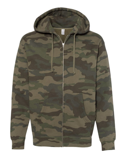 Independent Trading Co. IND4000Z Heavyweight Full-Zip Hooded Sweatshirt in Forest Camo