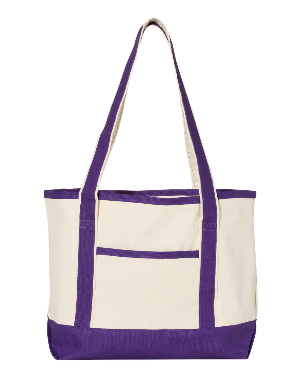 Q-Tees 20L Small Deluxe Tote blank in Natural/ Purple, style Q125800