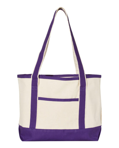 Q-Tees 20L Small Deluxe Tote blank in Natural/ Purple, style Q125800
