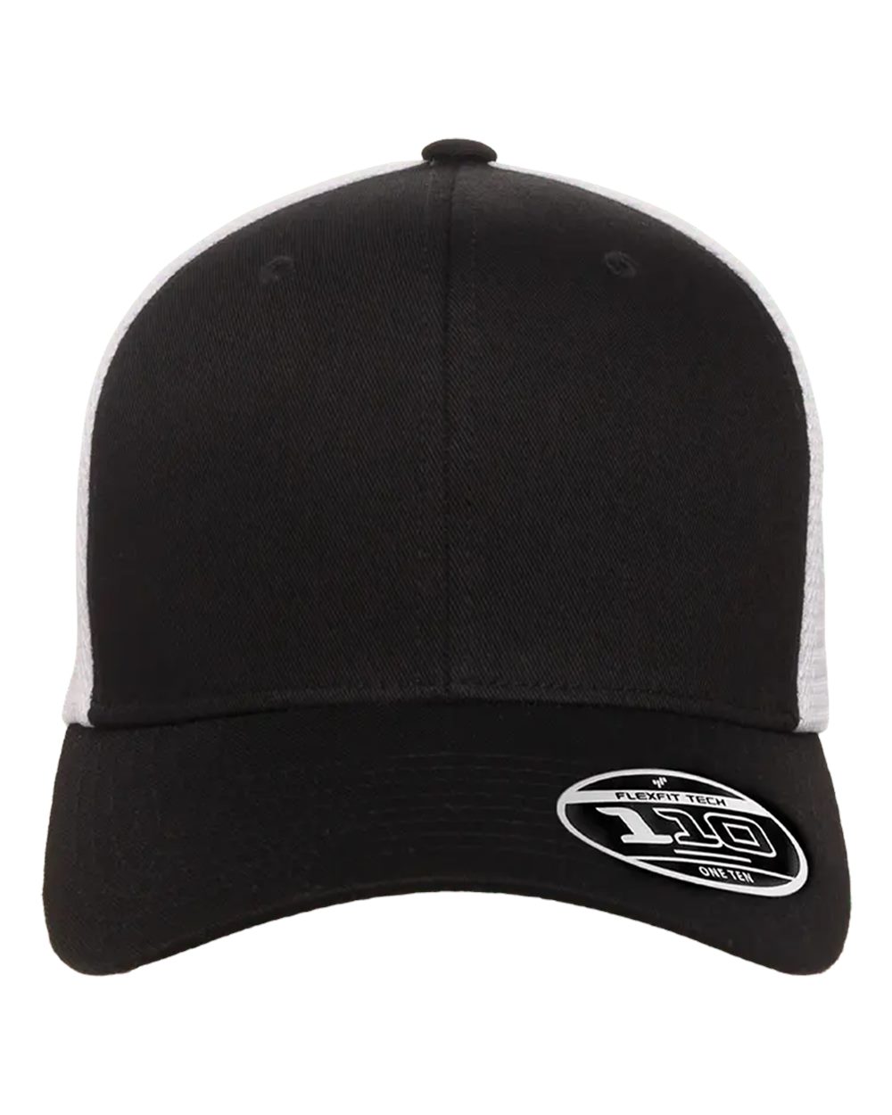 Flexfit 110M Mesh-Back Trucker Cap in Black/White