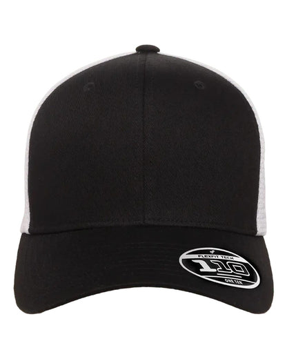 Flexfit 110M Mesh-Back Trucker Cap in Black/White