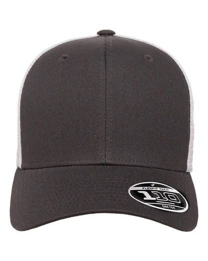 Flexfit 110M Mesh-Back Trucker Cap in Charcoal/White