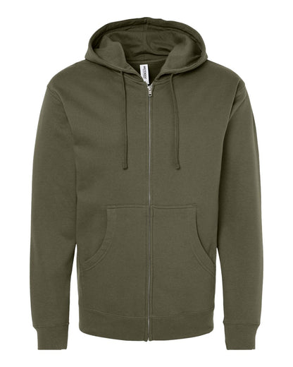 Independent Trading Co. SS4500Z Midweight Full-Zip Hooded Sweatshirt in Army
