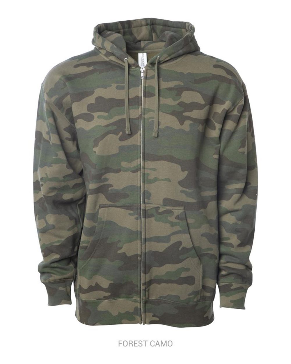 Independent Trading Co. SS4500Z Midweight Full-Zip Hooded Sweatshirt in Forest Camo