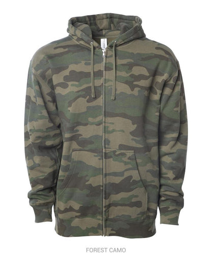 Independent Trading Co. SS4500Z Midweight Full-Zip Hooded Sweatshirt in Forest Camo