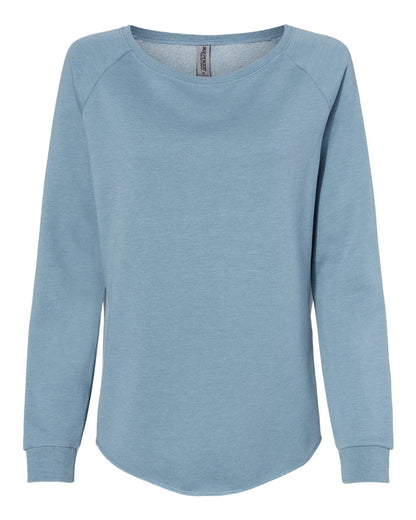 Independent Trading Co. PRM2000 Women's California Wave Wash Crewneck in Misty Blue