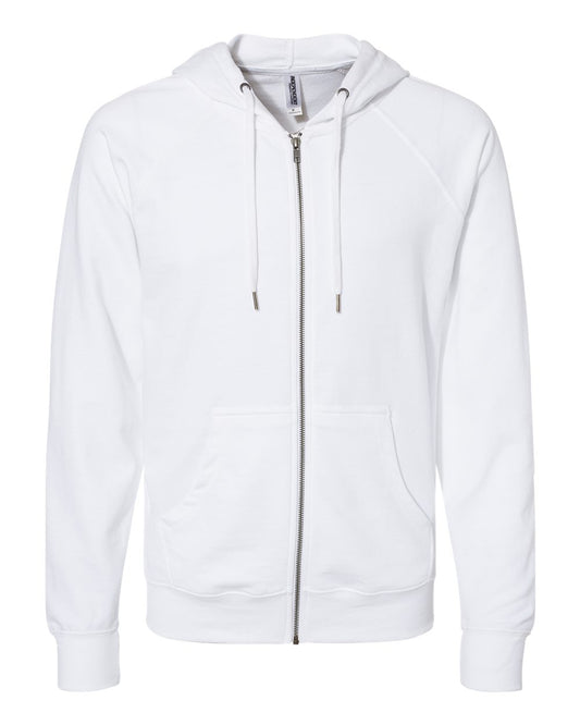 Independent Trading Co. SS1000Z Icon Loopback Terry Full-Zip Hoodie in White