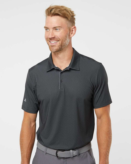 adidas Men's Ultimate365 Diamond Dot Print Polo in Black/ White/ Grey Three, style A498