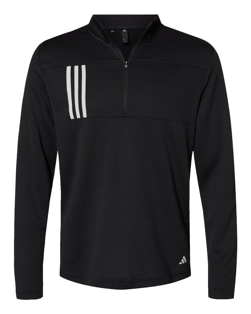 adidas Men's 3-Stripes Double-Knit Quarter-Zip Pullover blank in Black/ Grey Two, style A482