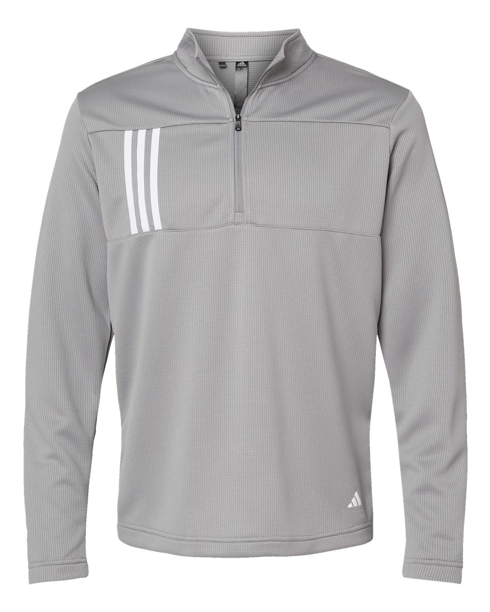 adidas Men's 3-Stripes Double-Knit Quarter-Zip Pullover blank in Grey Three/ White, style A482