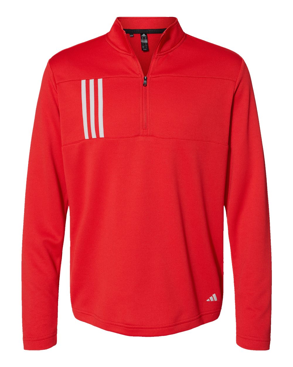 adidas Men's 3-Stripes Double-Knit Quarter-Zip Pullover blank in Team Collegiate Red/ Grey Two, style A482