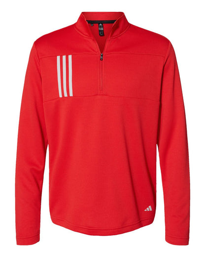 adidas Men's 3-Stripes Double-Knit Quarter-Zip Pullover blank in Team Collegiate Red/ Grey Two, style A482