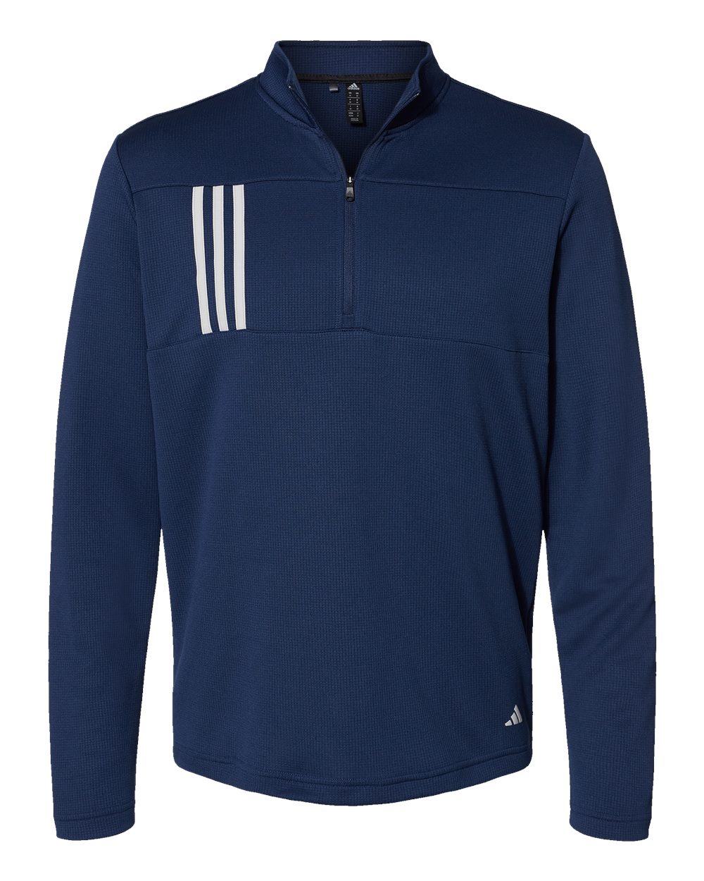 adidas Men's 3-Stripes Double-Knit Quarter-Zip Pullover blank in Team Navy Blue/ Grey Two, style A482