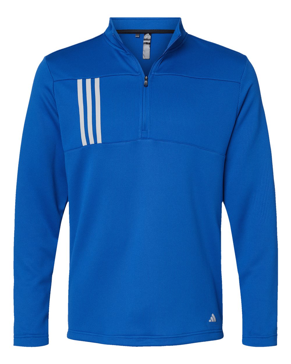 adidas Men's 3-Stripes Double-Knit Quarter-Zip Pullover blank in Team Royal/ Grey Two, style A482