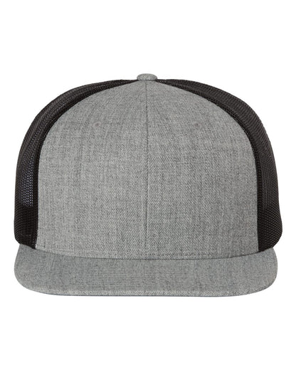 Richardson 511 Wool Blend Flat Bill Trucker Cap in Heather Grey/Black