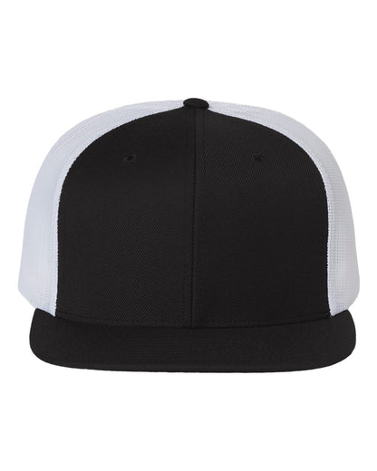Richardson 511 Wool Blend Flat Bill Trucker Cap in Black/White