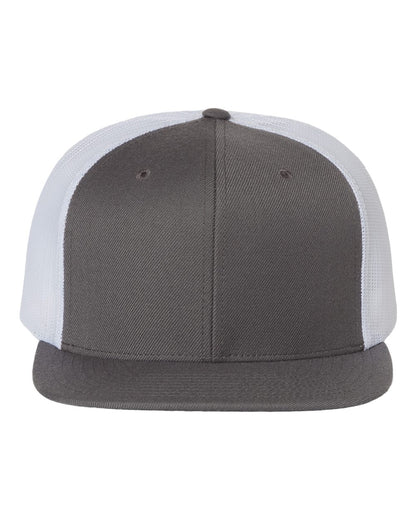 Richardson 511 Wool Blend Flat Bill Trucker Cap in Charcoal/White