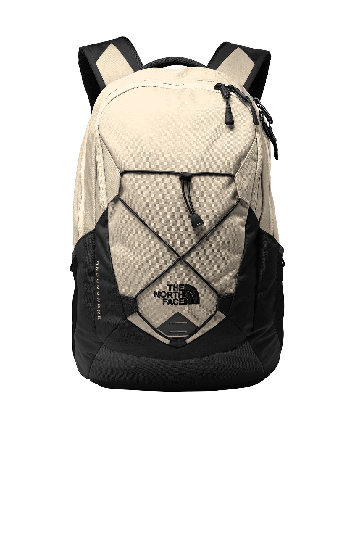 The North Face Groundwork Backpack in Rainyday Ivory Dark Heather/ TNF Black, style NF0A3KX6