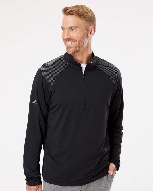 adidas Men's Ultimate365 Lightweight Shoulder Stripe Quarter-Zip Pullover in Black, style A520